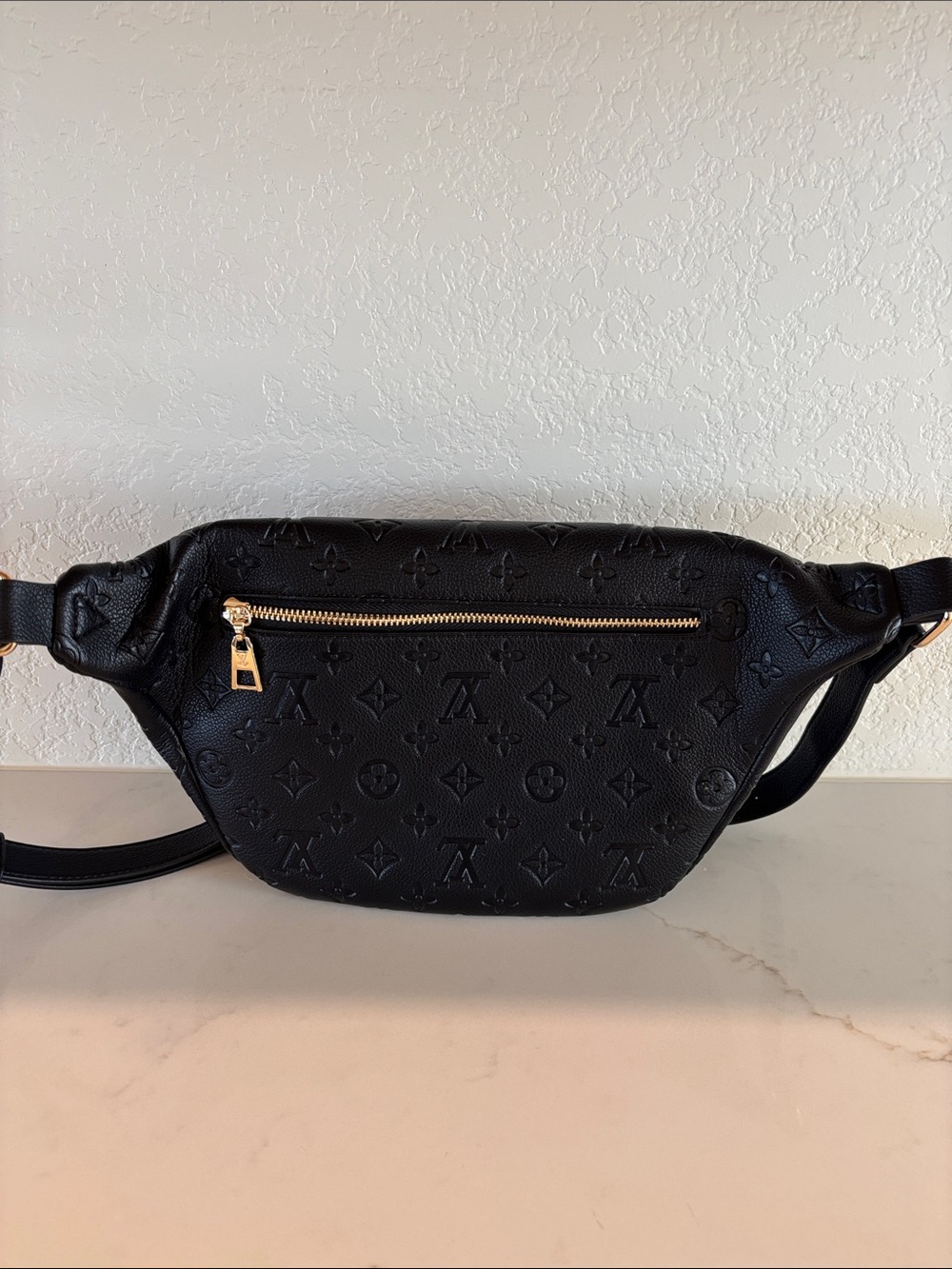 Black Monogram Empreinte Crossbody Bum Bag with Gold Hardware - Picture 8 of 14